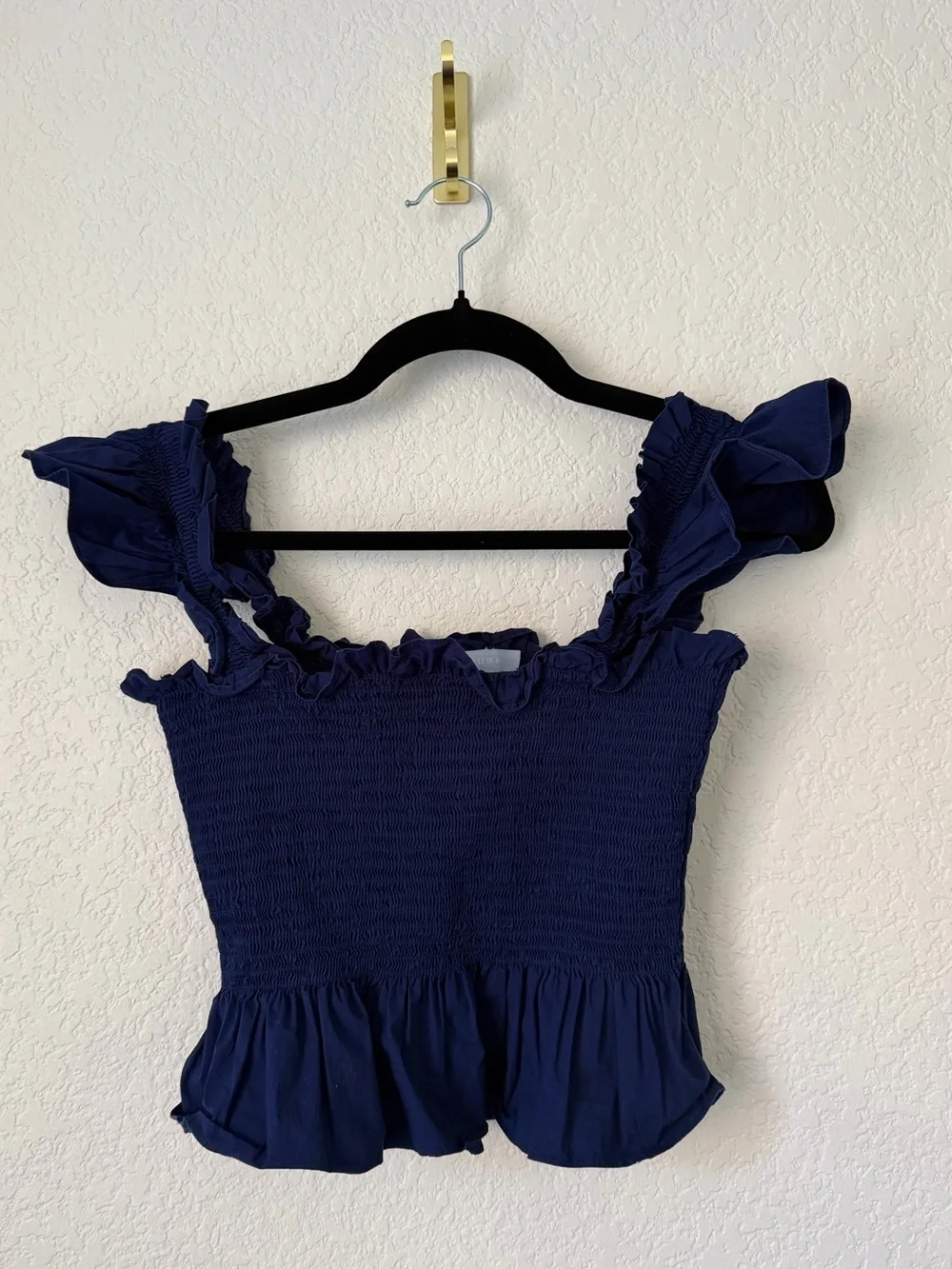 Hill House Paz Smocked Peplum Navy Blue Top Small